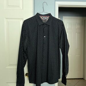 Bugatchi Black Shirt with White Dots
